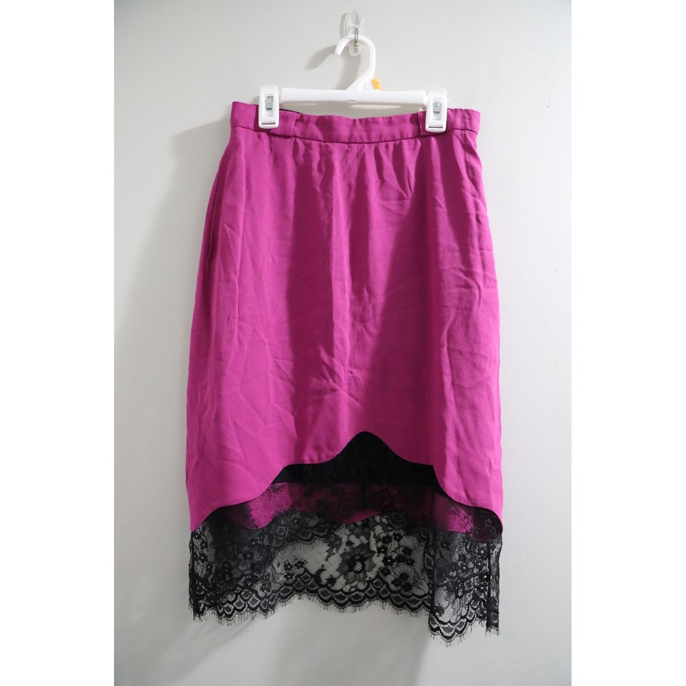 Carven‎ Skirt Purple Black Lace High Low Hem Formal Cocktail Party Career